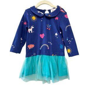 MIM-PI Unicorn & Rainbow Dress Girls 3 98 Tulle Skirt Peter Pan Collar Toddler